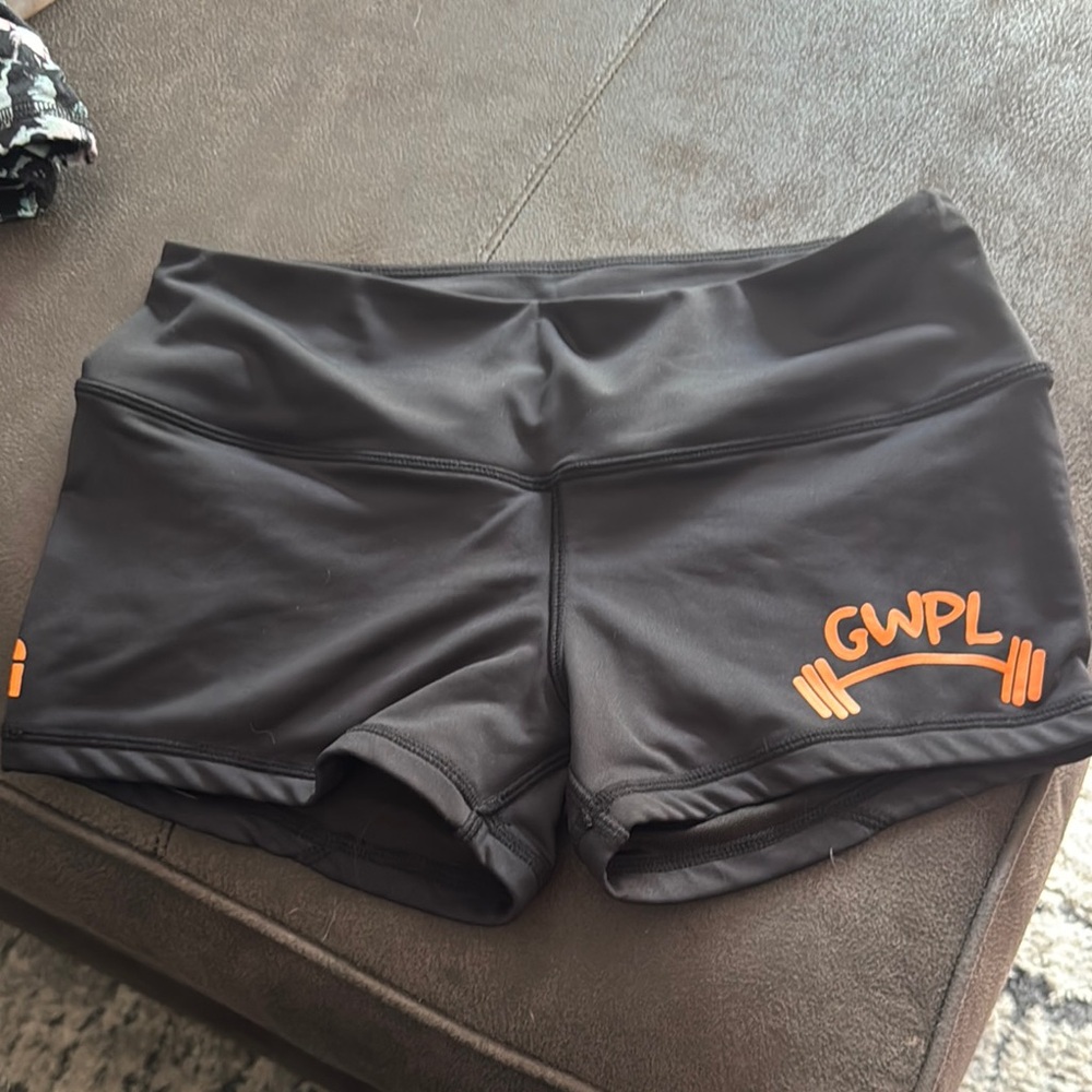 Women's Black and Orange Workout Shorts